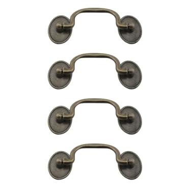 Imagem de TAODAN Puxador de gaveta de liga de zinco com parafusos de 115 mm de comprimento, 4 peças, adequado para armários de mesa de vestir com suporte de televisão