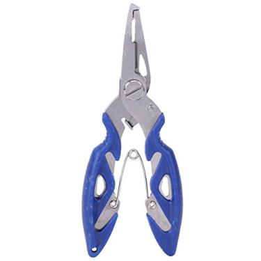 Imagem de Alicate de pesca de aço inoxidável ferramenta de anel dividido azul multifuncional removedor de gancho cortador de linha atração engrenagem