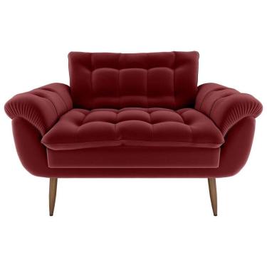 Imagem de Sofá 2 Lugares Pequeno 1,25 Pés Em Madeira Maciça Xangai Veludo Vermelho Matrix Veludo Vermelho