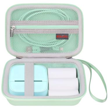Imagem de Elonbo Estojo De Transporte Para Máquina Etiquetar Vfu, Bolsa Térmica Portátil Viagem Com Mini Impressora, Suporte Adesivos, Bolso Malha Fita Papel, Verde