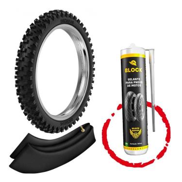Imagem de Kit Pneu Ttr 125 Crf 150f Trilha Cross 70/100-19 Rmx35 Rinaldi + Camara + Vacina