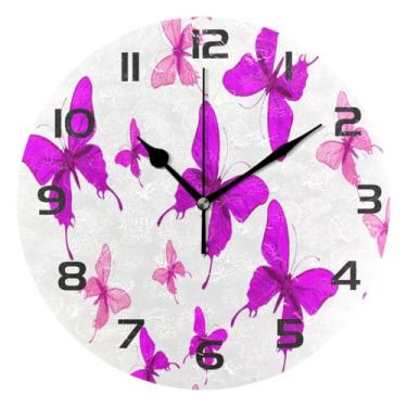 Imagem de GakkiGii Butterfly Relógio de parede silencioso sem tique-taque, relógio moderno operado por bateria para escritório em casa, cozinha, quarto - fácil de ler