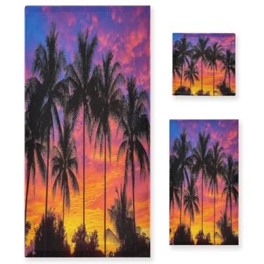 Imagem de ATTX Conjunto de toalhas de banho de coqueiros de 3 peças - Ultra macio e de secagem rápida, toalhas de mão absorventes de hotel e spa para banheiro #23