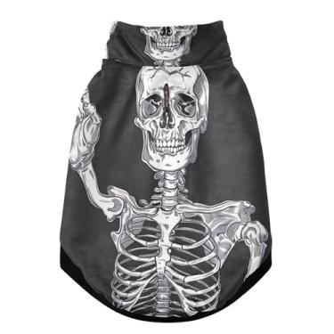 Imagem de SEHANY Casaco de cachorro com tatuagem de caveira para cães pequenos, superquente à prova de vento, jaqueta de inverno macia e aconchegante para clima de neve fria com coleira para animais de