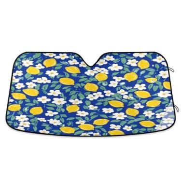 Imagem de ATTX Para-brisas de carro Yellow Lemons 144.8 cm x 80.0 cm Escudo solar universal com proteção UV, persiana de janela frontal automática dobrável para caminhões Sedans SUVs #268