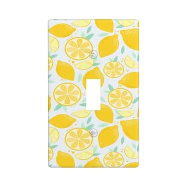 Imagem de Placa decorativa de parede para interruptor de luz única limão amarelo fofo, placas de interruptor de 1 grupo e capas de tomada 7 x 11,4 cm para quarto, banheiro, cozinha, decoração de casa