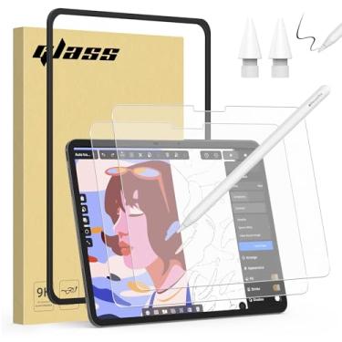 Imagem de WYQLTD Pacote com 2 protetores de tela de vidro com toque de papel para iPad Pro 13 polegadas M4/M5 (2024/2025), pontas de substituição para Apple Pencil - Película fosca antirreflexo de vidro