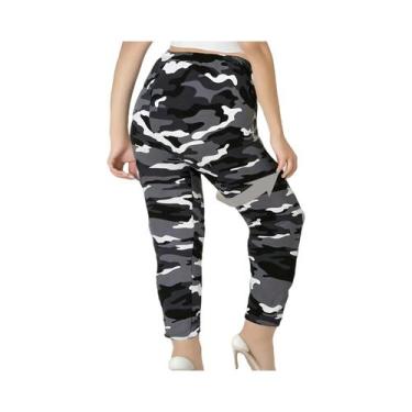 Imagem de Legging Camuflada Plus Size Branca - Alta Elasticidade, Esportiva e Ca