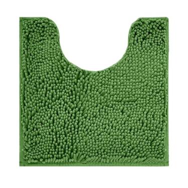 Imagem de Reyox Tapete de banho de chenille, tapetes de vaso sanitário em forma de U, tapete de banheiro de pelúcia macio, tapete de contorno de banheiro felpudo absorvente verde floresta 50 x 39,9 cm