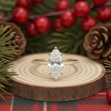 Imagem de 1 peça lindo anel de zircônia olho de cavalo 2CT de alto brilho em prata esterlina para mulheres de formatura melhor presente joias finas presentes, Prata esterlina, Sem pedra preciosa