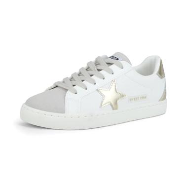 Imagem de VINTAGE HAVANA Bianca Tênis feminino moderno | Sapatos casuais com cadarço | Cano baixo | Sapatos de caminhada confortáveis, Branco seixo/cinza, 39 BR