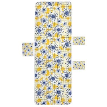 Imagem de STAYTOP Linda capa de toalha de cadeira de descanso com fundo listrado margarida, capa de espreguiçadeira macia, capas de cadeira de praia com bolsos para jardim ao ar livre, pátio, pátio, banhos de