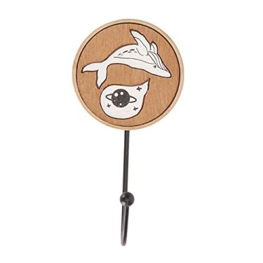 Imagem de Ganchos de madeira de animais fofos, desenho animado, forte adesão, polimento, ganchos de parede para quarto, cozinha, composto de madeira, ferro, decoração rústica (Baleia)