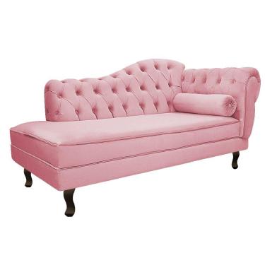 Imagem de Diva Recamier Diana 160cm Lado Esquerdo Suede Rosa Bebê