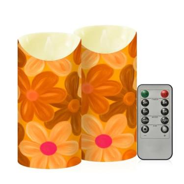 Imagem de Wassud Velas kawaii flor sem chama com controle remoto, velas realistas cintilantes com temporizador, velas decorativas para Natal, casamento, festa, decoração de casa média