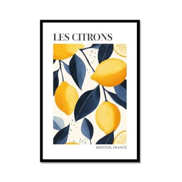 Imagem de Pôster colorido de limão, citrinos e laranjas, mercado de frutas, vintage, arte de parede, decoração de cozinha, pintura em tela para sala de jantar e quarto (SKU5,12 x 45,7 cm = (30 x 45 cm), moldura