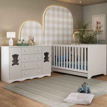Imagem de Berço Americano 3 em 1 com Cômoda 2 Portas 4 Gavetas Doçura Multimóveis MP4729