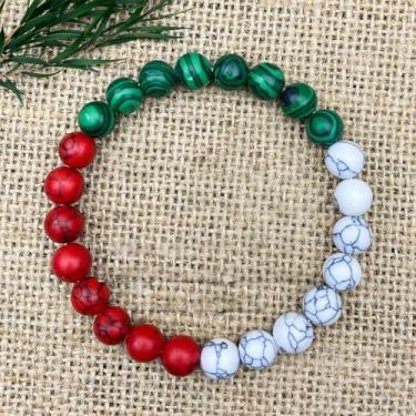 Imagem de Pulseiras elásticas com contas para mulheres, pulseira de rodocrosita com veias brancas para vitalidade joia presente para calma holística, One Size, Pedra, Sem Pedra Preciosa