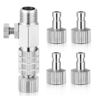 Imagem de Kit adaptador de conexão rápida para aerógrafo, desconexão, kit adaptador de acoplamento de liberação rápida, acessório de escova de ar, peça de acessórios de 1/20.3 cm com 4 acessórios