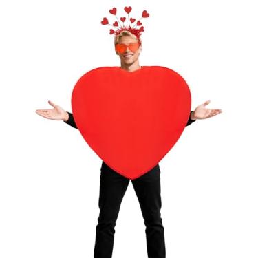 Imagem de ARQRHTLY Fantasia de Dia dos Namorados Adulto Coração Vermelho Acessórios Cupido Cosplay Tiara Óculos de Sol para Mulheres Homens Roupas em Forma de Coração Roupa para Dia dos Namorados, Artigos de