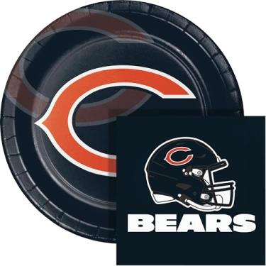 Imagem de Trendware Kit de prato e guardanapo de papel Chicago Bears, 72 unidades