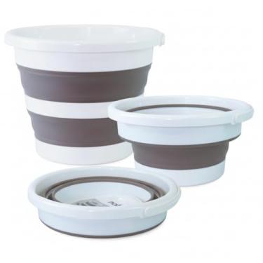 Imagem de Balde Dobrável Sanfonado 12L Branco e Cinza