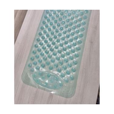 Imagem de Tapete Para Box Antiderrapante com Ventosas Tapete de Banheiro Massageador para os Pés Modelo Retangular (Verde Transparente 649)