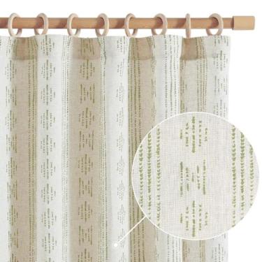 Imagem de Cortinas Jinchan Boho Linen Blend Farmhouse Sage Green 229 cm