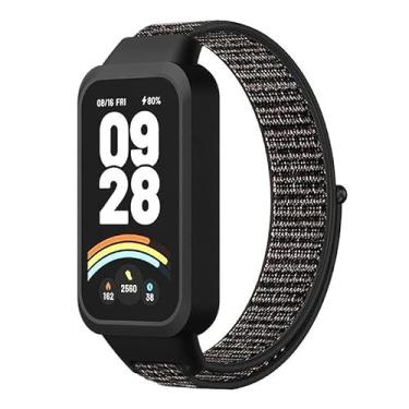 Imagem de Para Xiaomi Smart Band 9 Active/Redmi Band 3 xDfind capa de plástico pulseira de relógio de nylon integrada (preto)