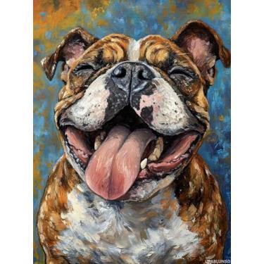 Imagem de UPABLUNSO DIY Bulldog Inglês Pintura Diamante 30,5 x 40,6 cm, Kits de Brocas Redondas, Arte em Mosaico para Adultos Relaxar Decoração de Parede de Casa Presente Festival