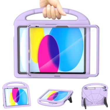 Imagem de Capa infantil para iPad A16 11ª geração 28 polegadas 2025/iPad 10ª geração 10,9 polegadas 2022, capa leve Sanyetral com protetor de tela/porta-lápis/alça/suporte para iPad 10ª/11ª - roxo claro