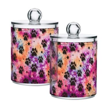 Imagem de Qilmy Qtip Suporte de 400 ml, frasco de armazenamento de boticário de plástico transparente com tampa, dispensador de recipiente de banheiro para bola de algodão, cotonete, fio dental, pacote com 2