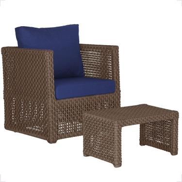 Imagem de Mesa E 1 Poltrona Madri Corda Náutica Estofado 10 Trama Marrom