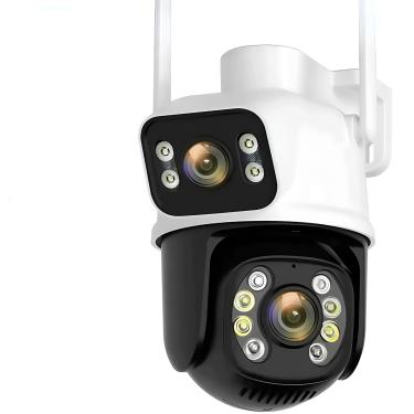 Imagem de Câmera IP Sem Fio Lente Dupla Visão Noturna Segurança - Câmera de Vigilância Lente Dupla Monitoramento 360°