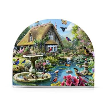 Imagem de Suportes de guardanapo de jardim do país das maravilhas, porta-guardanapos de plástico para mesas, suporte de guardanapo vertical para jantar cozinha restaurante decoração de casa acessórios de bar