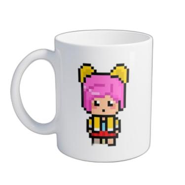 Imagem de Caneca Xícara de Café Porcelana 300ml Desenho Garota Chibi Pixel Art