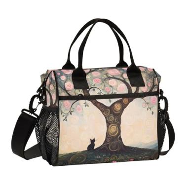 Imagem de ODAWA Lancheira rosa gato rosa com alça para trabalho/escritório/piquenique