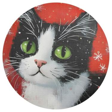 Imagem de Tapete de mesa de Natal vermelho neve 38 cm, tapetes de colocação para mesa de jantar, jogo americano antiderrapante de PVC, conjunto de 1