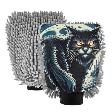 Imagem de ODAWA Luvas de lavagem de carro preto lua escura 2PK para canhão de espuma, tamanho médio 19 x 26 cm