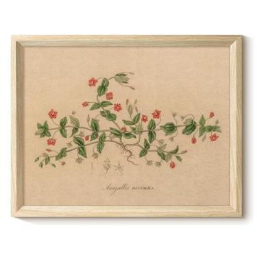 Imagem de VIYYIEA Texturas de madeira emolduradas arte de parede impressão em tela de flor de videira, decoração de casa vintage, impressão emoldurada adequada para sala de estar, estudo, cozinha 35 cm C x 28