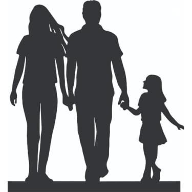 Imagem de Enfeite Decorativo de Mesa Silhueta Família em MDF para Sala Quarto Escritório Decoração Moderna (Casal e filha SL-F01)