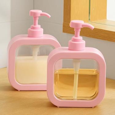 Imagem de Porta Sabonete Líquido Minimalista, Dispensador de Plástico, 300ml, Design Moderno, Transparente, 18x11x5cm, Multiuso para Banheiro e Cozinha (Rosa)