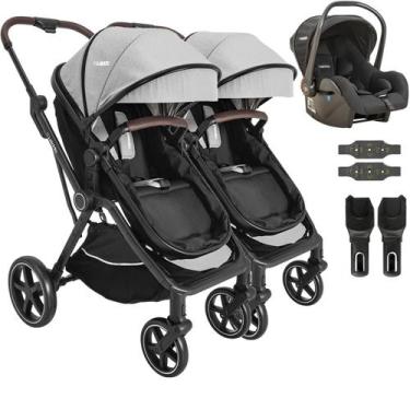 Imagem de Carrinho Kiddo para Gemeos com Bebe Conforto Nomad Grafite