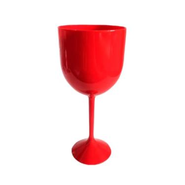 Imagem de Kit 20 Unidades Taça Plástico Para Bebidas Vinho Gin 400ml Taça Acrílica Cor Lisa (Vermelho)