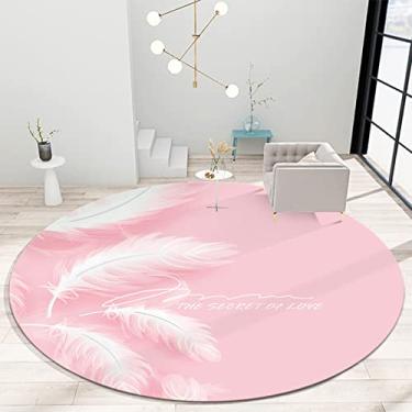 Imagem de Tapete redondo para quarto, tapetes de banheiro macios e fofos, rosa, antiderrapante, lavável, tapetes para entrada, sala de estar, berçário, C, diâmetro 200 cm