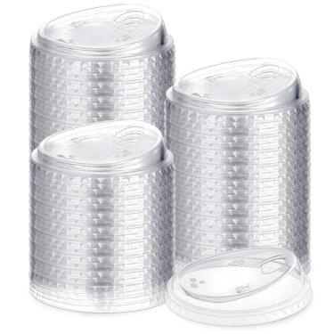 Imagem de Ziliny 100 unidades 98 mm/3,86 polegadas tampas de bico sem palha, tampas PET transparentes para copos de plástico descartáveis para bebidas frias, café, cerveja, coquetel, vinho ou bebidas (Estilo2)