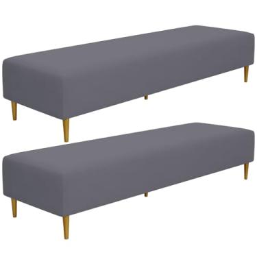 Imagem de Kit 02 Puffs Decorativo Sala de Estar Bali W01 Pés Palito 210x60cm Suede Cinza - Lyam Decor