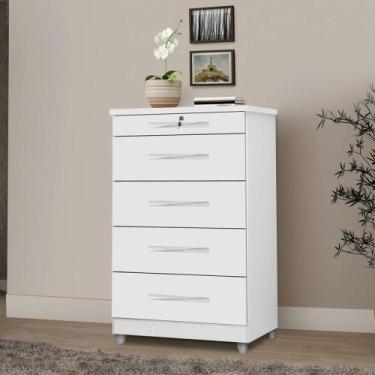 Imagem de Comoda Quarto 5 Gavetas Chave Emas - MOVEIS PRIMUS, Branco