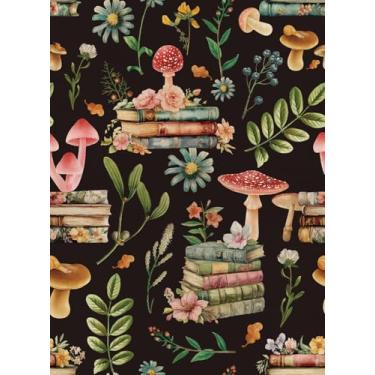 Imagem de Forro de prateleira adesivo, papel de contato de prateleira floral Boho para armários, forro de gaveta decorativo de filme de vinil para adesivo de cômoda (preto boho floral, 44 cm x 299 cm)