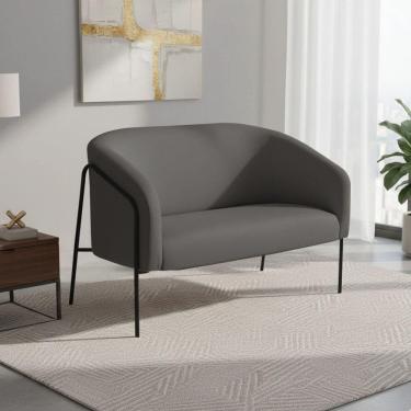 Imagem de Sofá 2 Lugares Namoradeira Stella Base Industrial Alta Preta Sintético D03 - D`rossi Cor Grafite